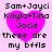 Four identical pixelated images of a pink heart with text listing names and 'these are my bffs' on a light purple background.
