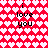 Pixelated red background with white and pink hearts, displaying 'i love you' text in two identical sections.
