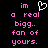 Pixelated text in pink and white on black background with a heart symbol replacing 'love' in 'im a real bigg. fan of yours.'