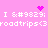 Pixelated pink background with white text repeating 'I ♥ roadtrips<3' and a small heart symbol, featuring animated purple sparkles above and below the text.