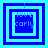 Four blue and cyan square frames with 'i love carly' text, each frame has a different arrangement of nested squares.