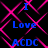 Blue text "I Love ACDC" on black background with pink geometric lines, repeated in a pattern