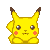 Pixel art contact sheet of four Pikachu frames showing subtle expression changes against a gray background.
