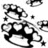 Black and white pixelated icon of a stylized character with large eyes, rounded head, and abstract body shape against plain background.