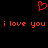 Red pixelated heart symbol above repeated orange text reading 'i love you i love you' on a black background.