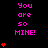 Pixelated text and heart symbols animate on a black background with pink and red colors.