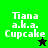 Four display "Tiana a.k.a. Cupcake" text with star symbols; top-left green background has black star, bottom-right dark green background has white star, bottom-left black background has green star