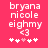 Pixelated text and symbols on a solid pink background with two variations of heart and star patterns.