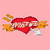 Red heart pierced by golden arrow on solid pink background, pixelated style with visible dithering.