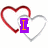 Animated icon with two overlapping heart outlines and changing text: 'I', 'Love', and 'joseph' in sequence.