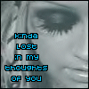 nine shows a grayscale close-up of a person's face with blue text reading "Kinda lost in my thoughts of you" and blue X marks appearing in different positions