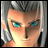 Pixelated anime-style character face with silver hair and blue eyes on left, next to pixelated text 'Anime IM' above 'com' on black background.