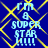 Blue background with yellow diamond lattice pattern and light blue pixelated text reading "i'm a super star !!!!" in four identical quadrants.