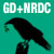 Pixelated icon with teal background, white text 'GD+NRDC' at top, and dark abstract shape below.