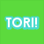 Green background with 'TORI!' text in white pixelated font on left, person with long dark hair and light skin visible on right.