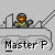 Pixelated icon shows a figure in gray attire with yellow accents seated inside a vehicle, below text reading 'Master P' on a light gray background.