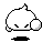 Two pixelated white cloud-like characters with closed eyes and small circular appendages, displayed side-by-side on a gray background in an animated contact sheet format.