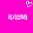 Pixelated pink background with white text and a heart symbol, showing two identical instances of the name "KAYIA" below it.