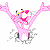 A 50x50 pixel animated buddy icon featuring a pink cartoon panther breaking through a wall on the left, with green text "Original Icons .com" on a dark background to the right.