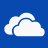 White cloud shape on solid blue background with pixelated edges and a blue curved line across its upper portion.