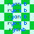 Static pixel art displays 'ryan b' text in blue on green-and-white checkered and star-patterned backgrounds.
