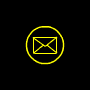 Yellow outlined circular icons on black background, each containing a yellow envelope or X symbol with varying line thicknesses and outlines.