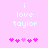 Pixelated text 'i love taylor' on pink background with animated heart sequence.