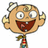 Pixelated cartoon character with light brown skin, wide eyes, and a large open mouth showing teeth; wearing a white sailor hat and striped tie.