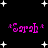 Black background with white star shapes and four instances of pink text reading 'Sarah' enclosed by asterisks, arranged in two