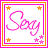 Two side-by-side animated frames of a pixelated buddy icon featuring the word "Sexy" in cursive script with star decorations and dual-colored borders.