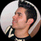 Circular avatar images of a man in various poses, clothing styles, and color treatments arranged in a