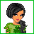 A 4x3 contact sheet of pixel art frames showing a cartoon woman with short dark hair in various poses, alongside green lips, text phrases, and rainbow imagery.
