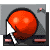 A red circular icon with a white cursor interacting with its left edge, transitioning to a cursor inside the circle, then returning to the edge, and finally closing the circle.