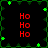four identical each containing three red 'Ho' text elements on a black background with green vine-like patterns