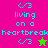 <image> shows two side-by-side with identical text and symbols; left has pink background, right brown. Text reads "</3 living on a heartbreak" in cyan pixel font with star icons below