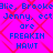 Pixelated text on a bright pink background with red diamond patterns, repeating phrases about celebrities and humor.