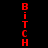 Red pixelated text spelling 'BITCH' vertically on black background with peach-colored rectangular overlays in various positions.