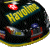 Animated sequence showing a racing helmet icon with 'NASCAR' text and number 28, transitioning from full helmet to partial view.