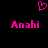 A static image with a black background displays two instances of the text 'Anahi' in bright pink pixelated font, each accompanied by a small heart symbol above.