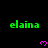 Green text 'elaina' repeated across black background with pink pixelated hearts below each instance, gray rectangle partially visible at bottom right.