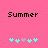 Pixelated text 'Summer' appears above two of cyan and gray puzzle pieces on a pink background, with one showing a different sequence of pieces