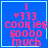 Blue background with pink pixelated text reading 'I 333 cookies $0000 much' and a light blue border, with a small light blue pixel in the bottom-right corner.