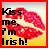 Static buddy icon featuring bold text and a stylized red lip graphic on a gradient background with red border.