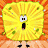 Animated contact sheet of a Spongebob Squarepants character icon with multiple frames showing facial expressions and text variations on yellow background.
