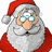 Pixelated Santa Claus icon with red hat and coat, white beard, blue eyes, and text asking if it is Christmas.