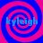 Four identical spiral patterns in blue and pink with the text 'kyleigh' overlaid on each, arranged in a
