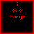 Four identical red-bordered black squares display red pixelated text reading 'i love taryn' with slight variations in text alignment and border thickness across frames.