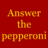 Red background with yellow text reading "Answer the pepperoni" next to a close-up of sliced pepperoni on a yellow surface.