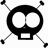 Four identical black cartoon heads with white eyes and rectangular mouths, each with four stick arms ending in small circles.