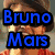 Pixelated image with text overlays: 'Bruno Mars' in blue, 'is a' in red, and 'monkey' in green, showing a person with brown hair and a red patterned shirt.